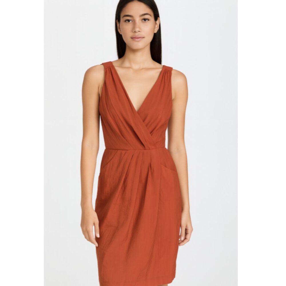 TO THE MAX V-Neck Sleeveless Dress Faux Wrap Pleated Front Lined Size 0